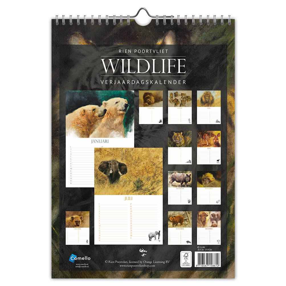 Rien Poortvliet "Wildlife" verjaardagskalender A4 - Afbeelding 3