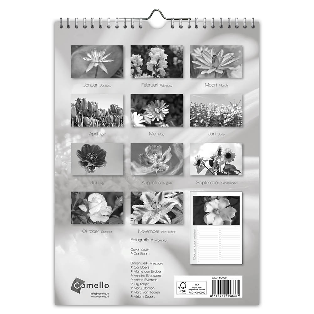 Black and white flowers verjaardagskalender 18x25 - Afbeelding 3