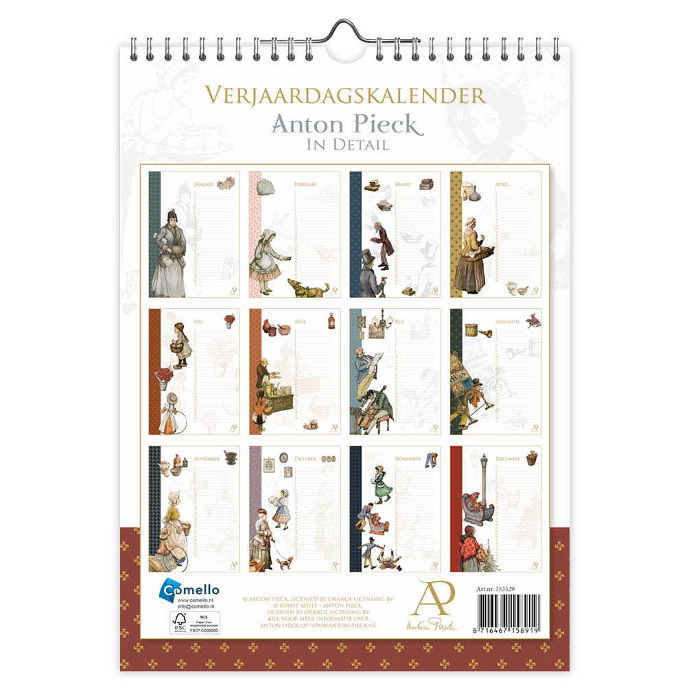 Anton Pieck in detail 18x25 verjaardagskalender - Afbeelding 3