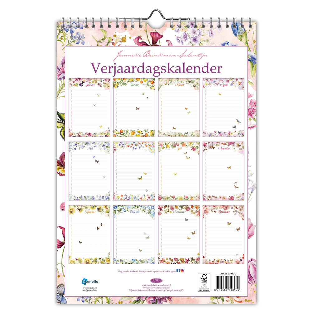 Janneke Brinkman "Voorjaar" A4 verjaardagskalender - Afbeelding 2