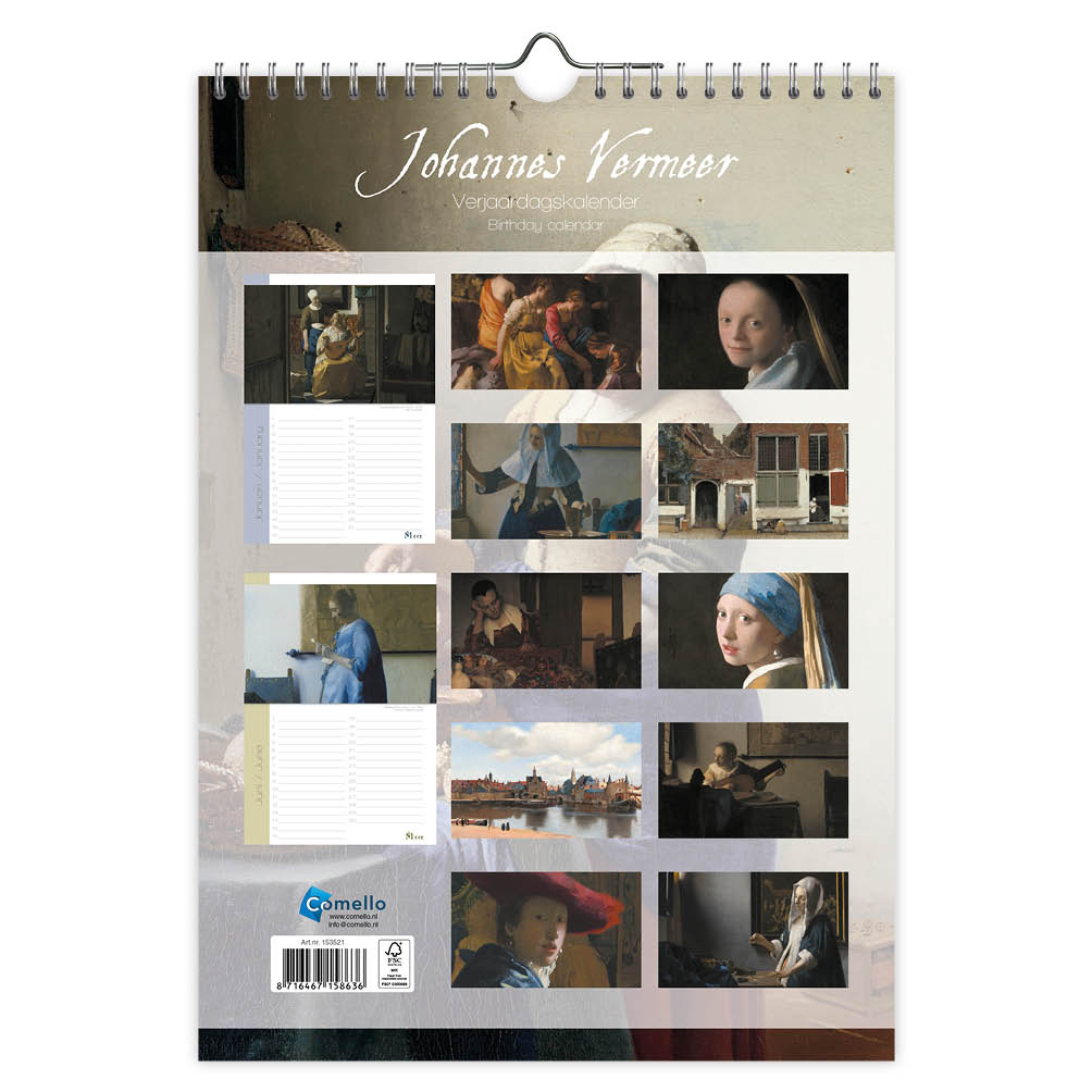 Johannes Vermeer verjaardagskalender A4 - Afbeelding 2