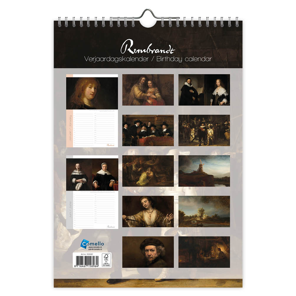 Rembrandt verjaardagskalender A4 * - Afbeelding 3
