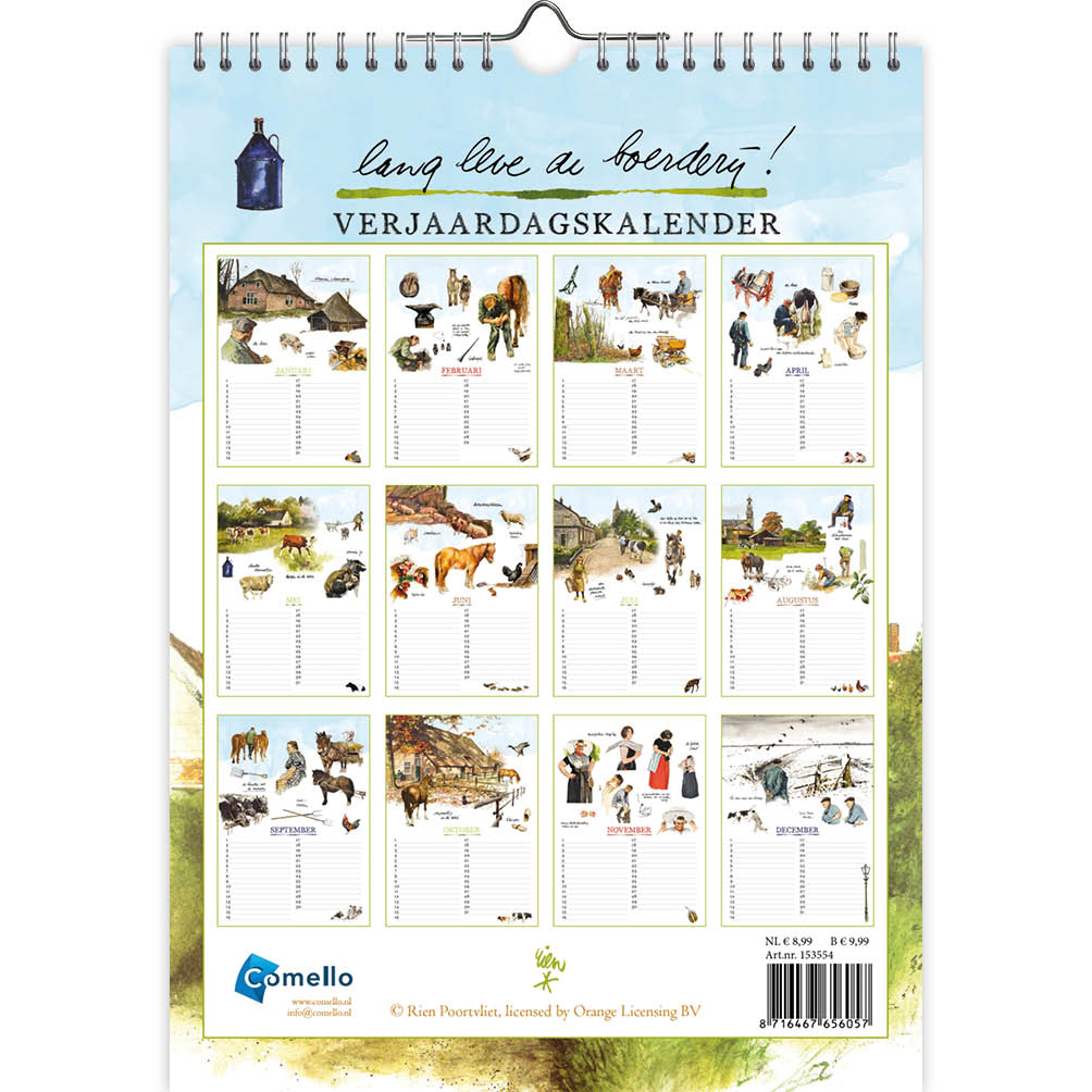 Rien Poortvliet Lang leve de boerderij verjaardagskalender 18x25 - Afbeelding 3