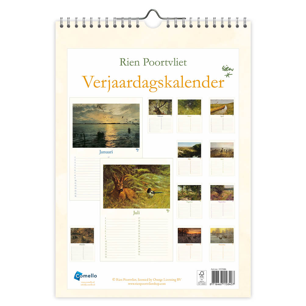 Rien Poortvliet natuur A4 verjaardagskalender * - Afbeelding 3