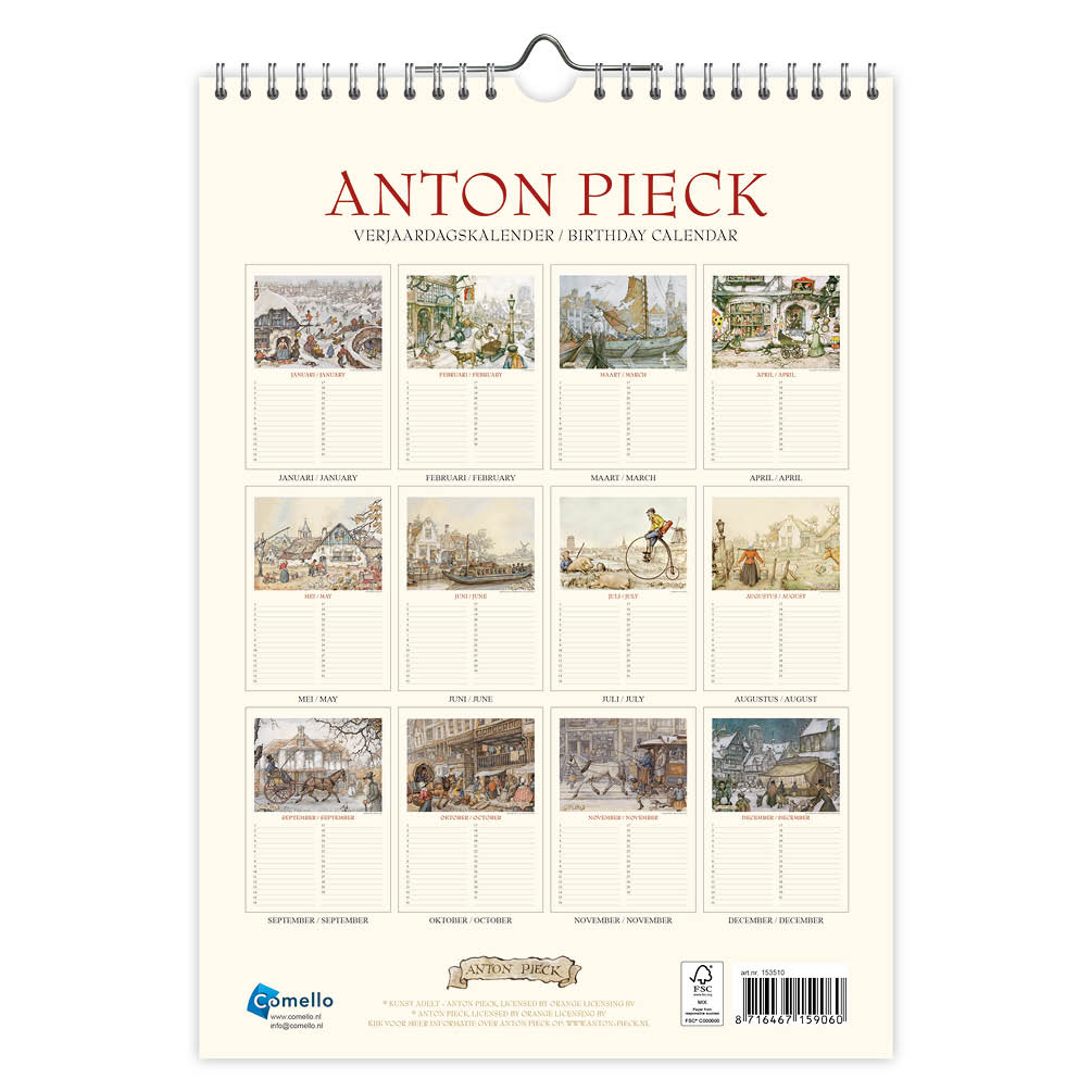 Anton Pieck 'Het Veerhuis" verjaardagskalender A4 - Afbeelding 3