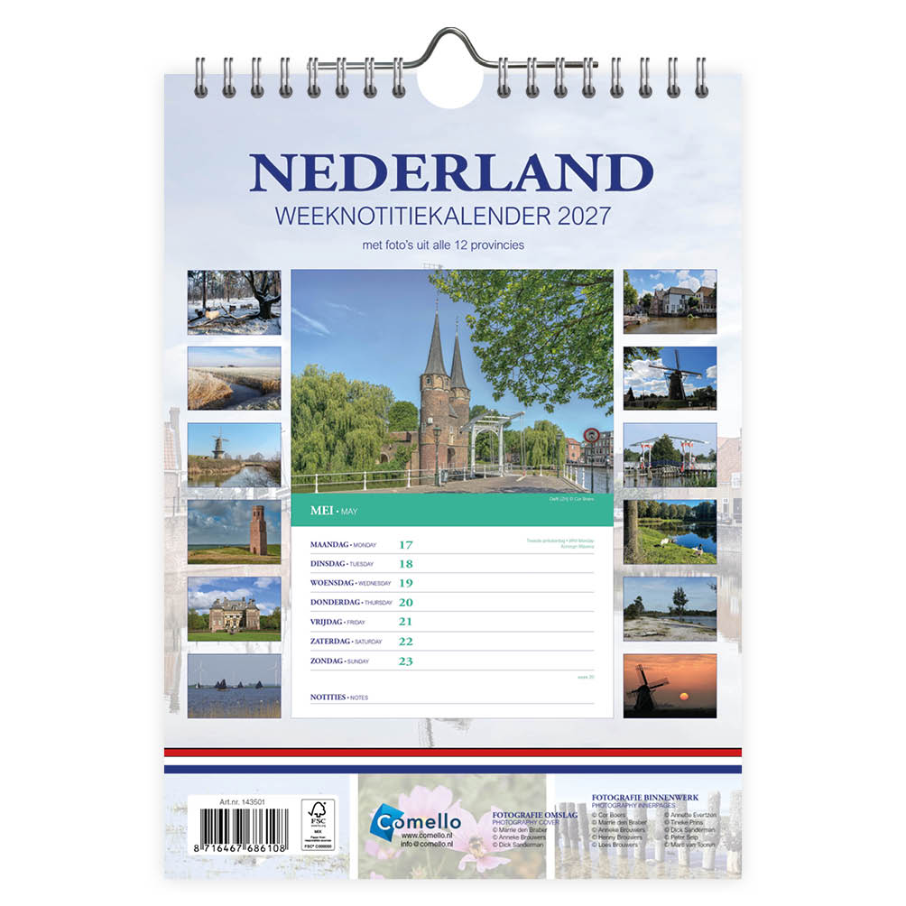 Nederland WEEKnotitiekalender Watermolen 2027 - Afbeelding 3