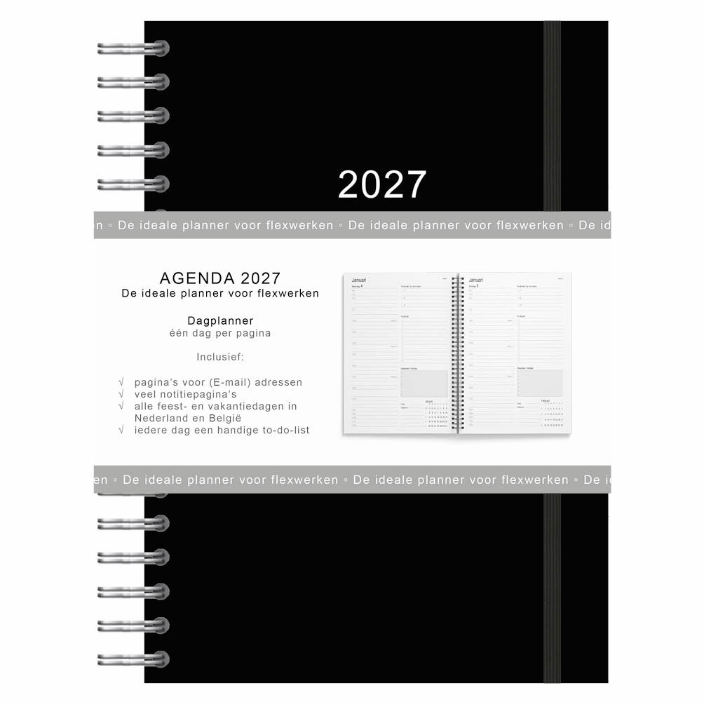 Flexwerk- / thuiswerkagenda groot zwart 2027 - Afbeelding 2
