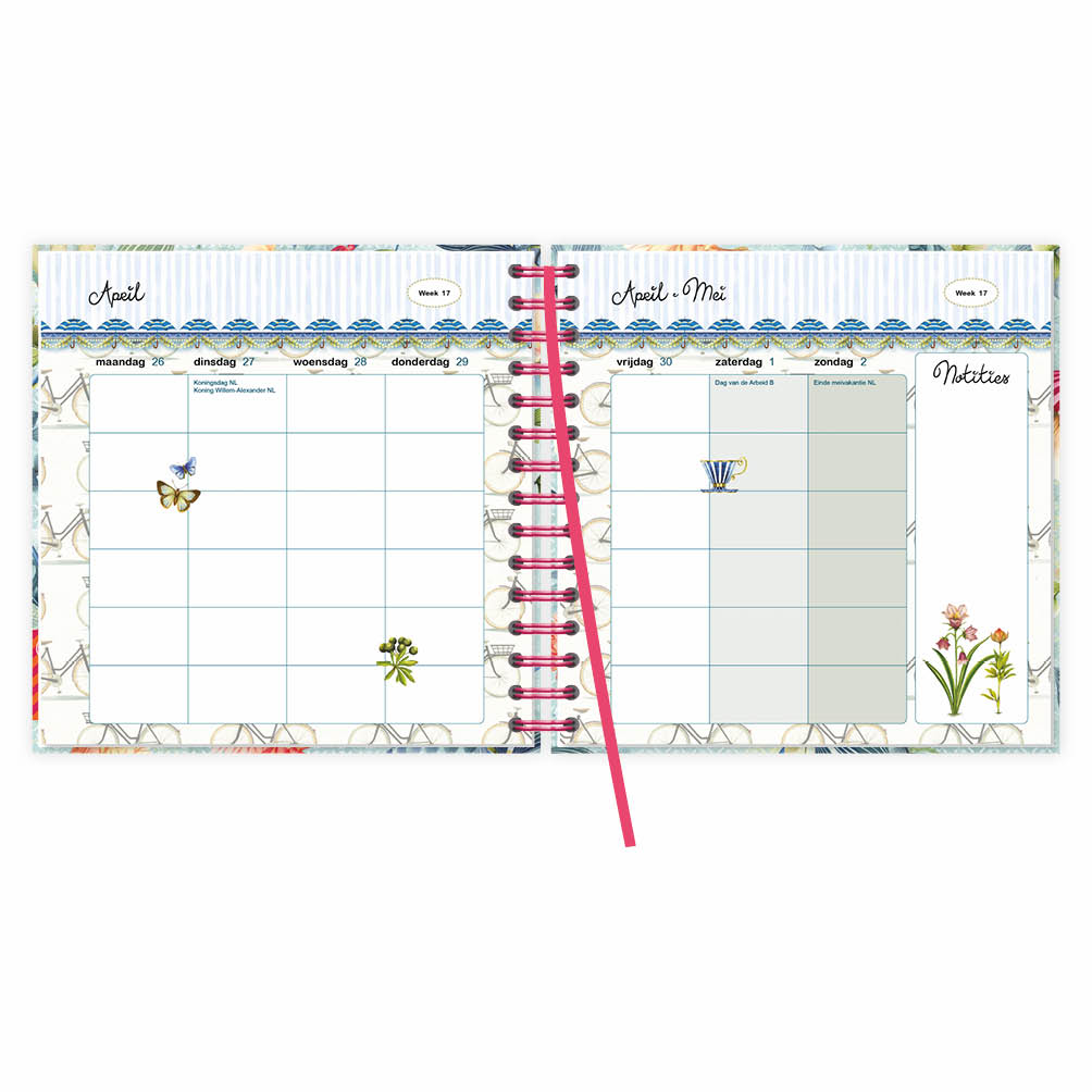 Studio Pompidom 17-maands Familienotitie-agenda 6-pers. (harde kaft) Floral Balloon 2027 - Afbeelding 2