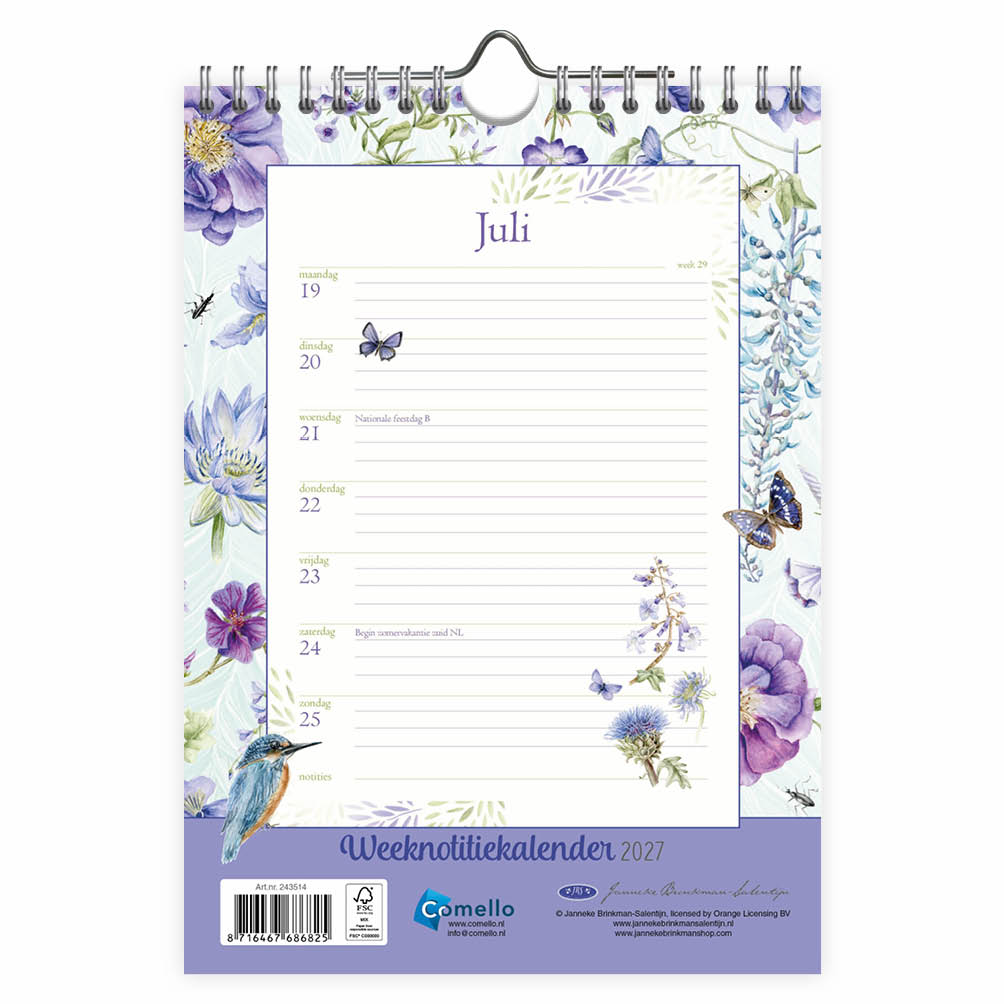 Janneke Brinkman WEEKnotitiekalender Blauwe Bloemen 2027 - Afbeelding 3