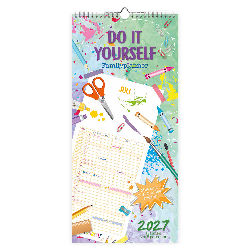 Familieplanner'Do It Yourself' + stickers (t/m 5 pers) 2027