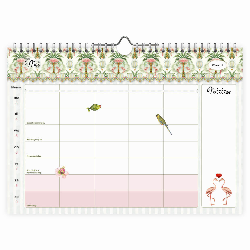 Studio Pompidom familieWEEKnotitiekalender Floral Balloon oblong 2027 - Afbeelding 2